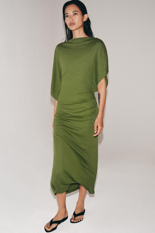 ROBE LONGUE DRAPÉE VERTE